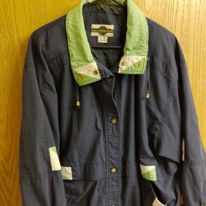 Navy and Light Green Women’s Windbreaker Jacket